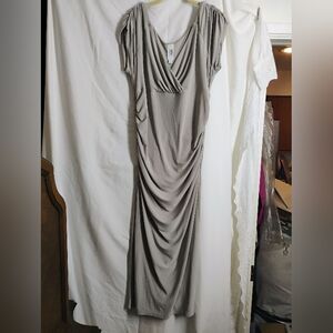 Marc Bouwer Gray Ruched Midi Dress